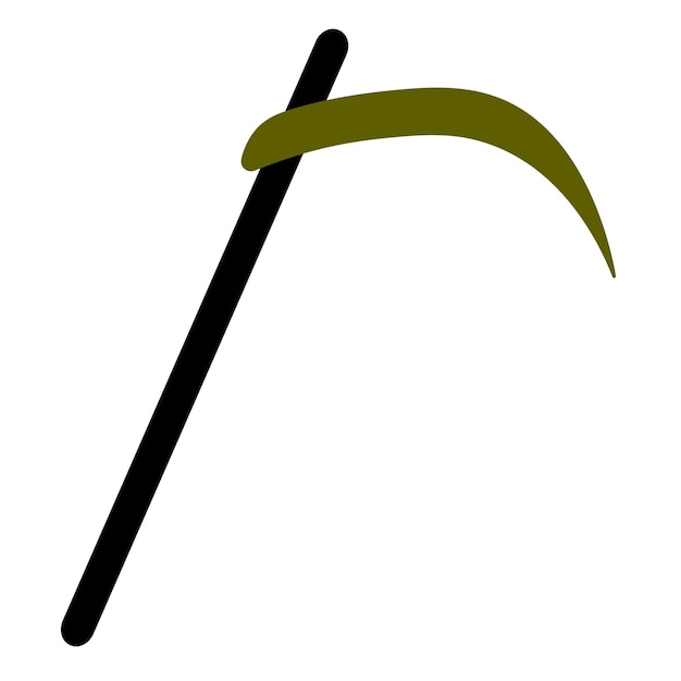 Scythe of death. Silhouette. A terrible tool. Sharpened blade. Halloween symbol