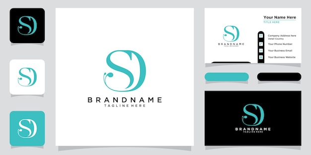 SD or DS Abstract initial monogram letter alphabet logo with business card design Premium Vector