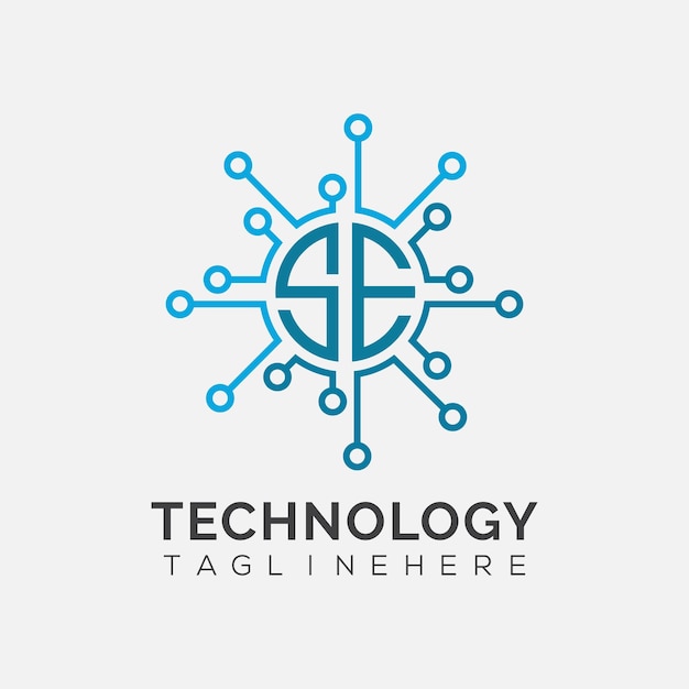 Vector se initial monogram for technology logo with circle style design