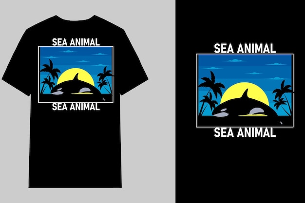 SEA ANIMAL T Shirt Design Retro Vintage