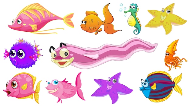 Sea animals cartoon collection