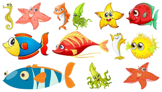 Sea animals cartoon collection