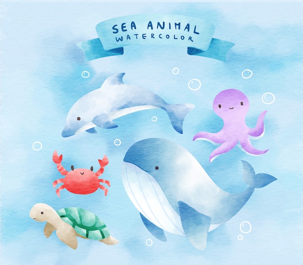 Sea Animals in Watercolor sets