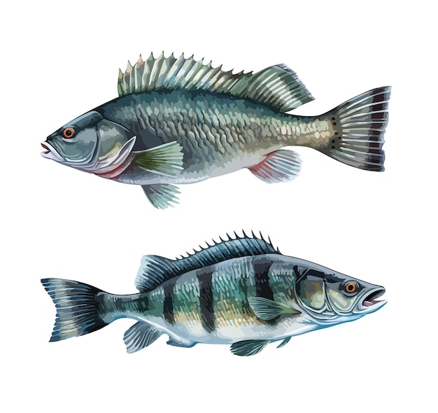 Vector sea bass clipart isolated vector illustration