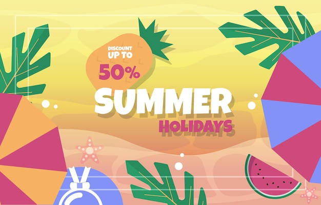 Sea Beach Fruit Summer Sale Holiday Event Poster Template