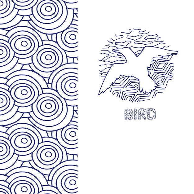 Sea bird vertical banner vector illustration Marine background