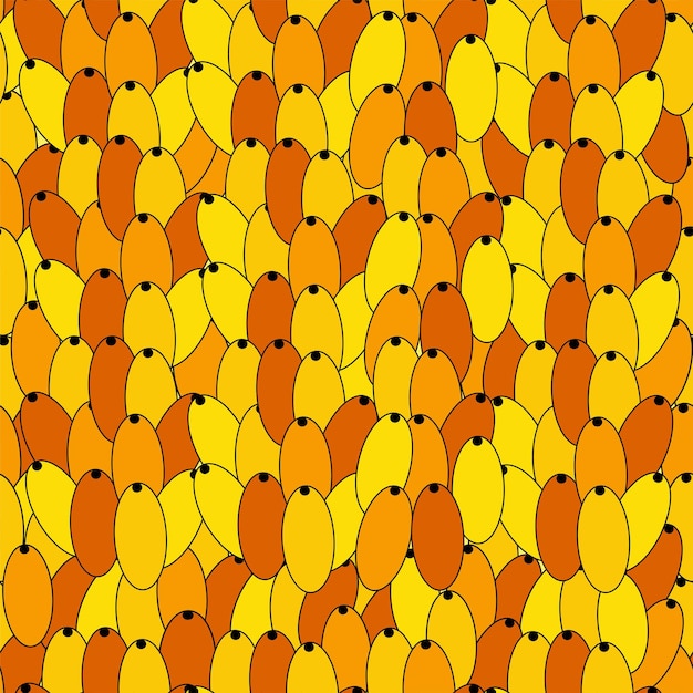 Vector sea buckthorn seamless pattern twigs with berries and leaves template with orange fresh berries for wallpaper