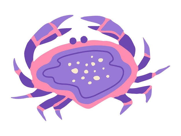 Vector sea crab cartoon vector illustration art ocean crab with claws swimming animal funny flat design