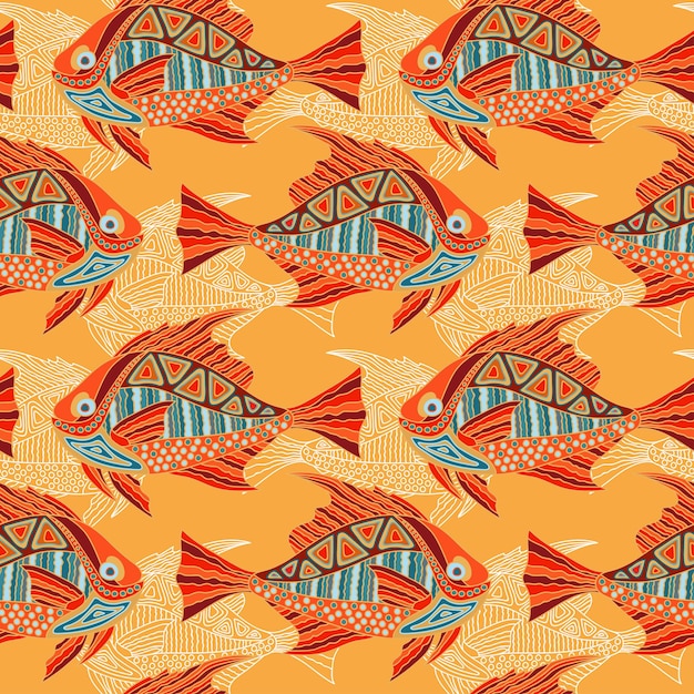 sea fish seamless vector pattern