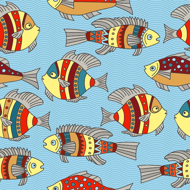 sea fish seamless vector pattern