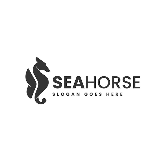 Sea Horse Silhouette Illustration Vector Design Template