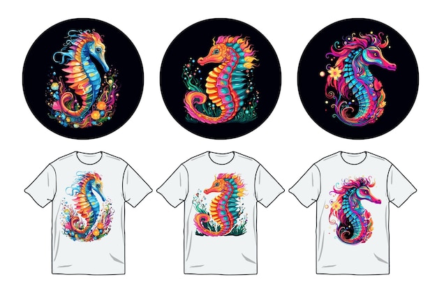 Sea Horse Watercolor vector t shirt design