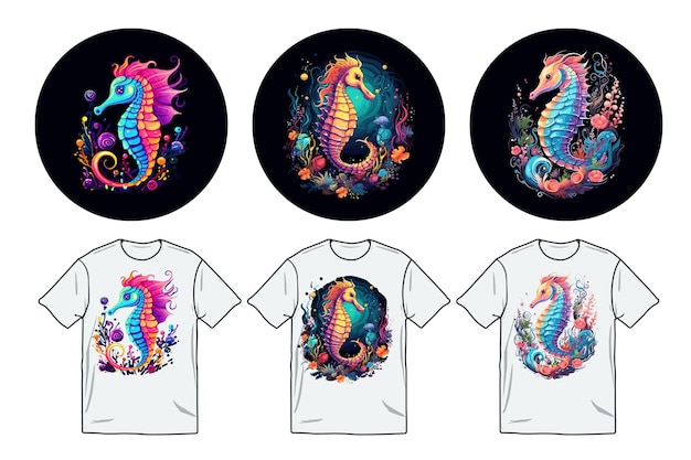 Sea Horse Watercolor vector t shirt design