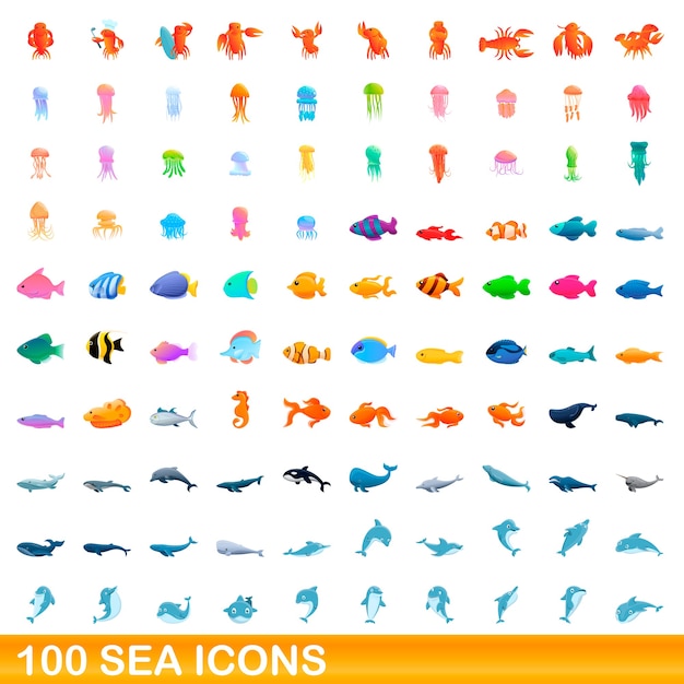 sea icons set. Cartoon illustration of  sea icons  set  on white background