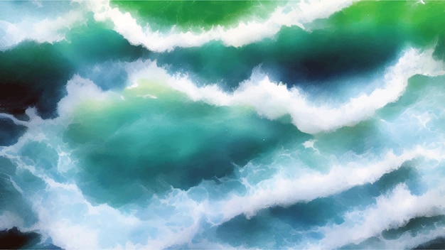 Sea Landscape Seascape Watercolor Painting Vector Illustration