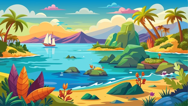 Sea Landscape Vector Art Graphics illustration