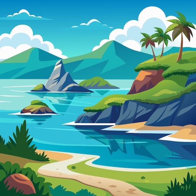 Sea Landscape Vector Art Graphics illustration