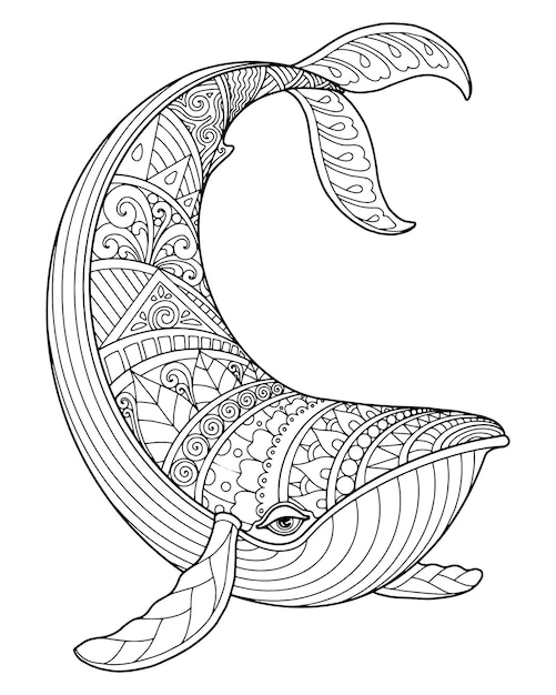 Sea life coloring page illustration and print design