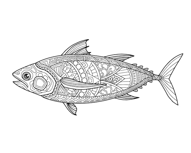 Sea life coloring page illustration and print design