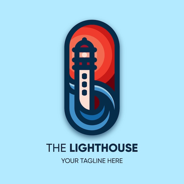 Sea lighthouse tower building creative logo design