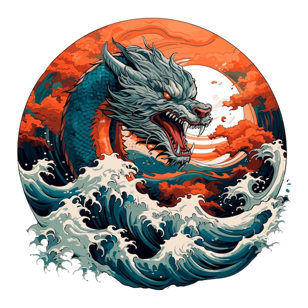 Sea monster vector art for tshirt design