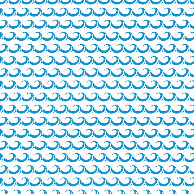 Sea and ocean blue waves seamless vector pattern