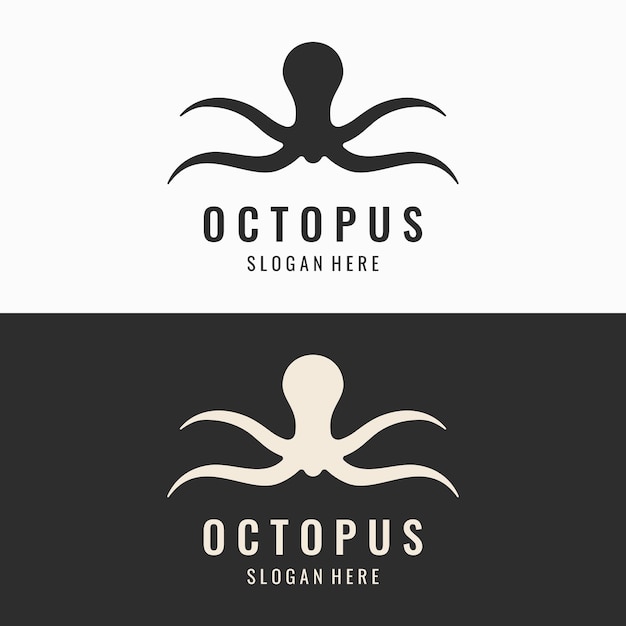 Sea octopus or kraken hipster logo creative template isolated on background