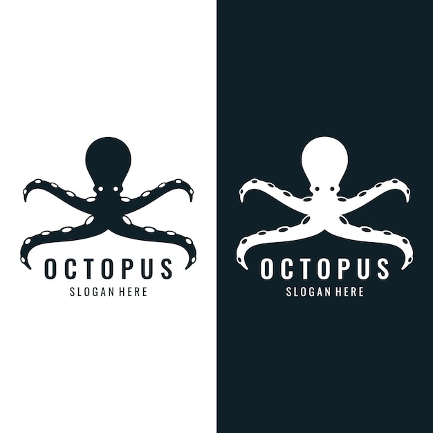 Sea octopus or kraken hipster logo creative template isolated on background