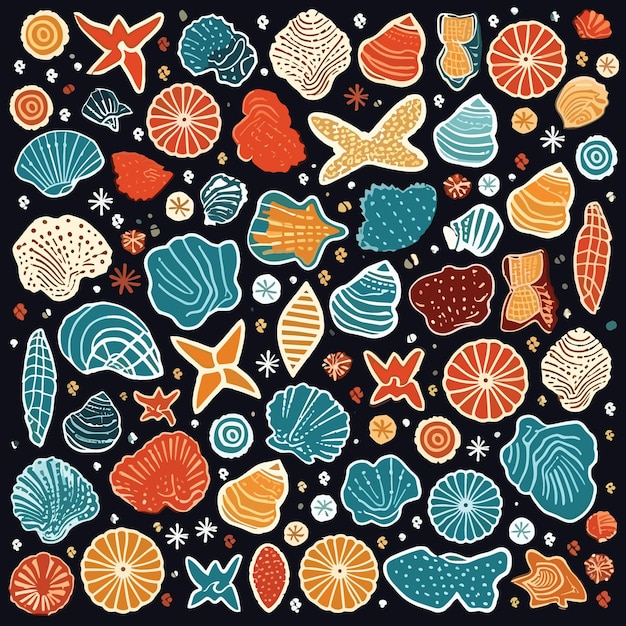 sea pattern illustration shell coral reef