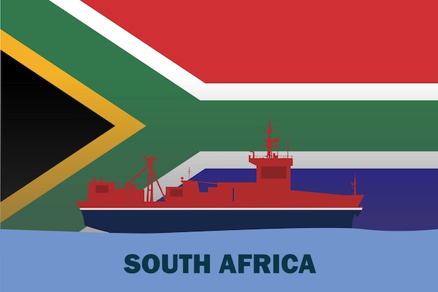 Sea transport with South Africa flag bulk carrier or big ship on sea cargo and logistics