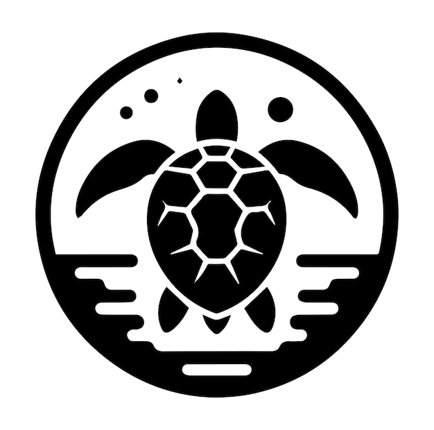 Vector sea turtle black vector silhouettes