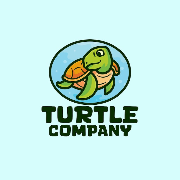 Vector sea turtle character cartoon mascot logo design