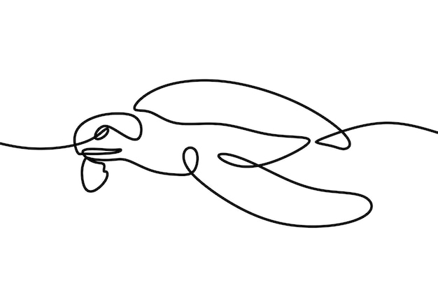 Sea turtle fauna aesthetic oneline continuous single line art