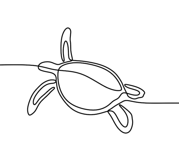 Sea turtle fauna aesthetic oneline continuous single line art