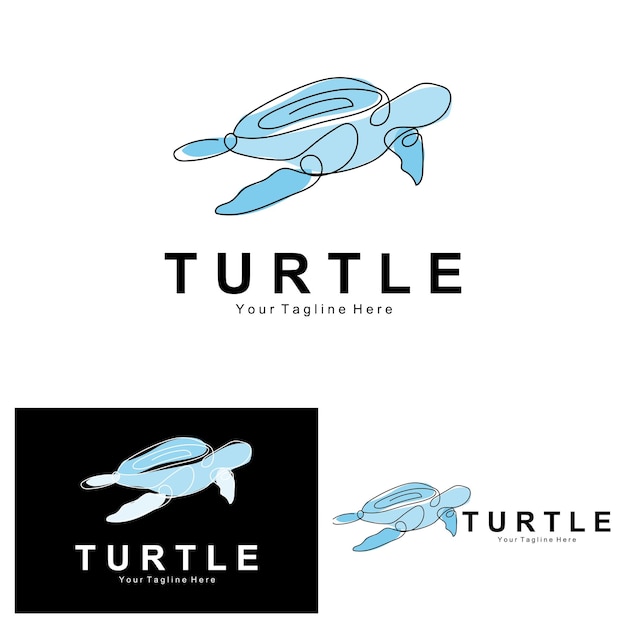 Sea Turtle Logo Design Protected Amphibian Marine Animal Icon Illustration Vector Brand Corporate Identity