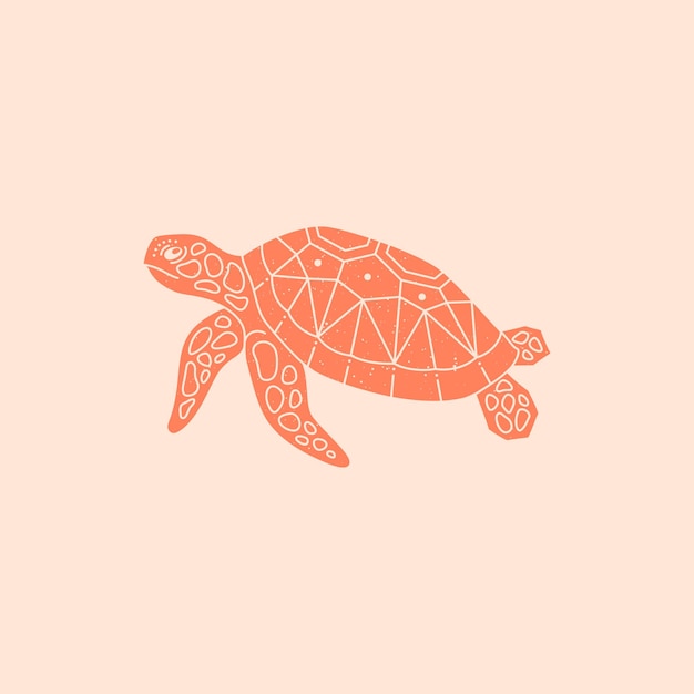 Sea Turtle Logo in a Trendy Minimal Simple Style. Vector Sea Animal Icon for Website, Poster, T-Shirt Print, Tattoo, Social Media Post and Stories