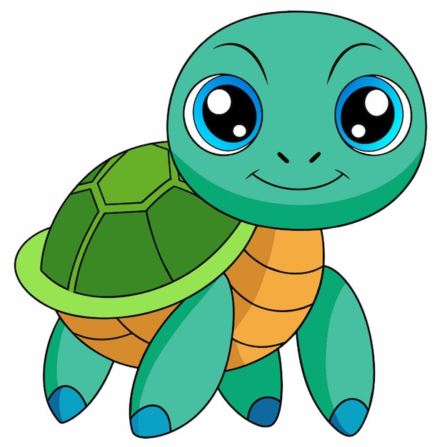 sea turtle vector illustration kawaii