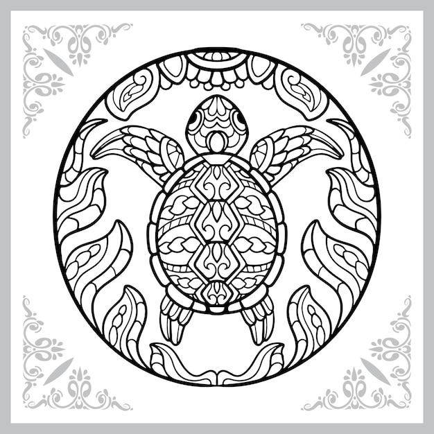 sea turtle zentangle arts isolated on white background