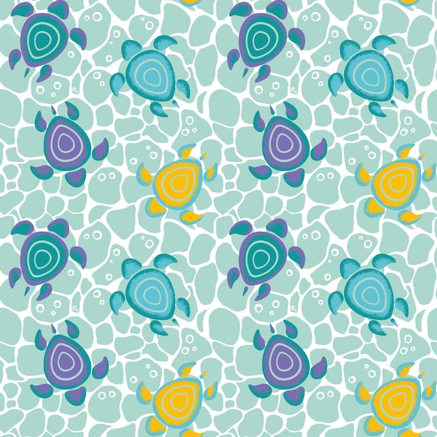 Sea turtles Summer print Seamless pattern for fabric wrapping textile wallpaper clothes