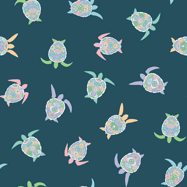 Vector sea turtles vector seamless pattern