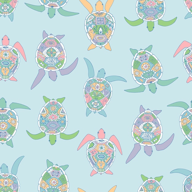 Vector sea turtles vector seamless pattern