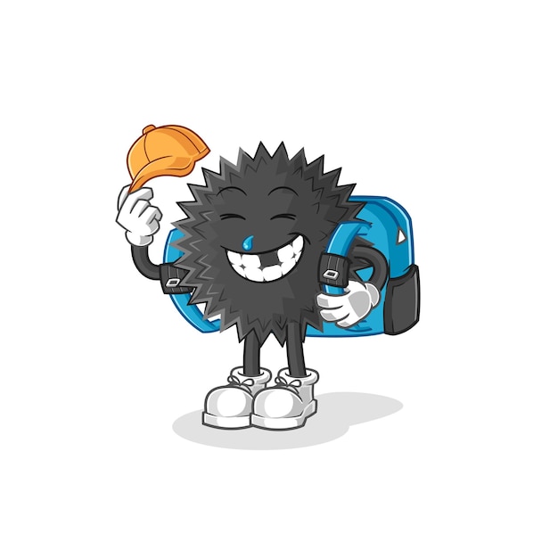 Sea urchin goes to school vector cartoon character