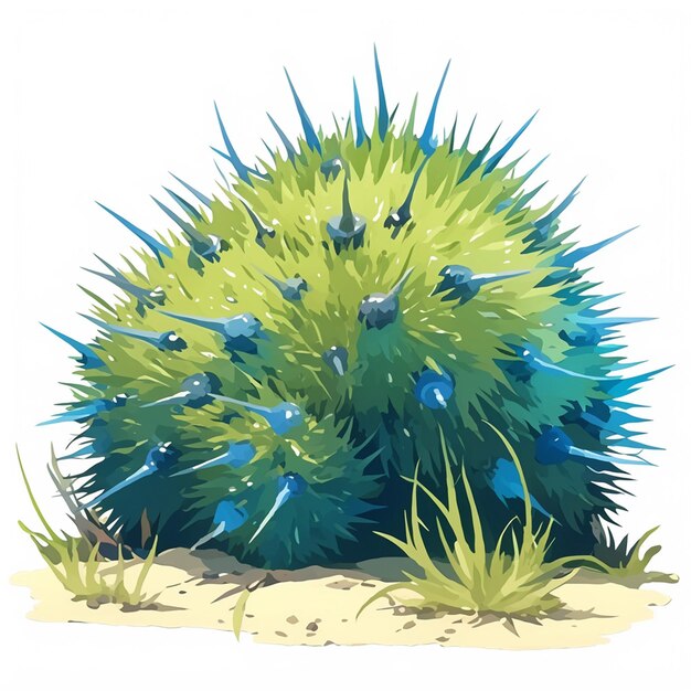 Vector sea urchin grazing on algae