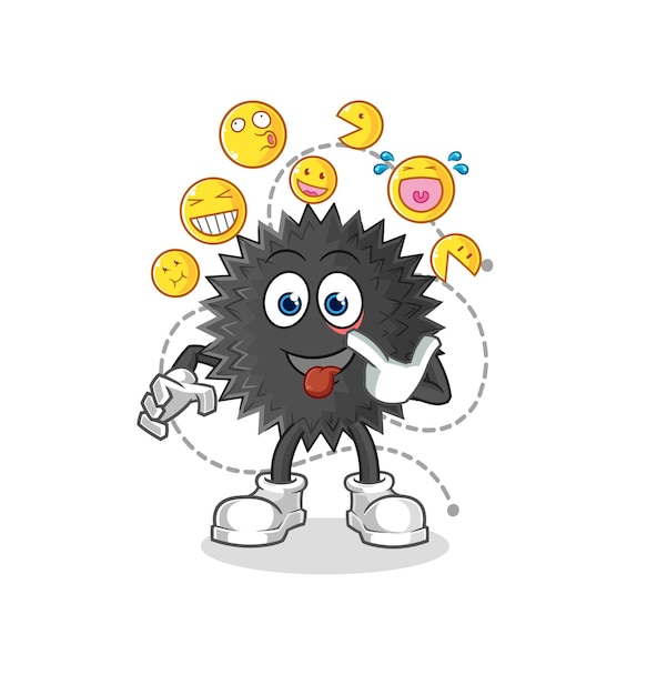 Sea urchin laugh and mock character cartoon mascot vector