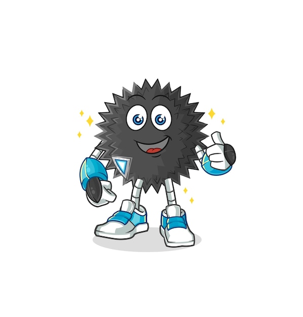 Sea urchin robot character cartoon mascot vector