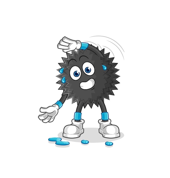 Sea urchin stretching character cartoon mascot vector