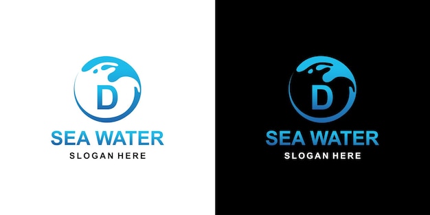 Sea water logo letter D