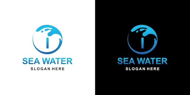 Sea water logo letter I