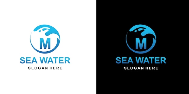 Sea water logo letter M