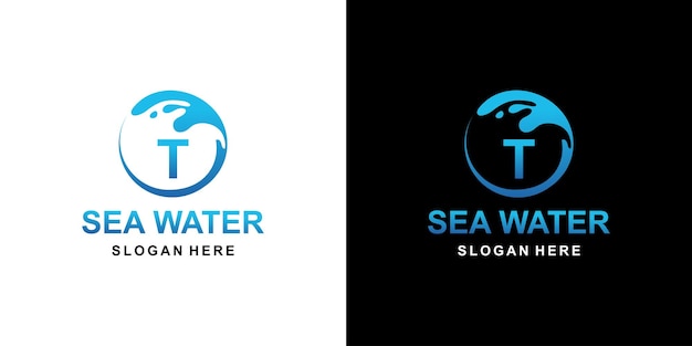 Sea water logo letter T